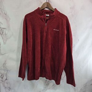 Columbia Pullover Men XL Red Fleece Quarter Zip Klamath Range Sweater